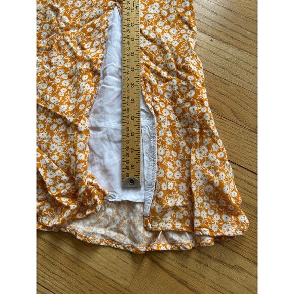 SEVEN WONDERS Orange Floral Shiloh Midi Dress Yellow Size S - Picture 4 of 7